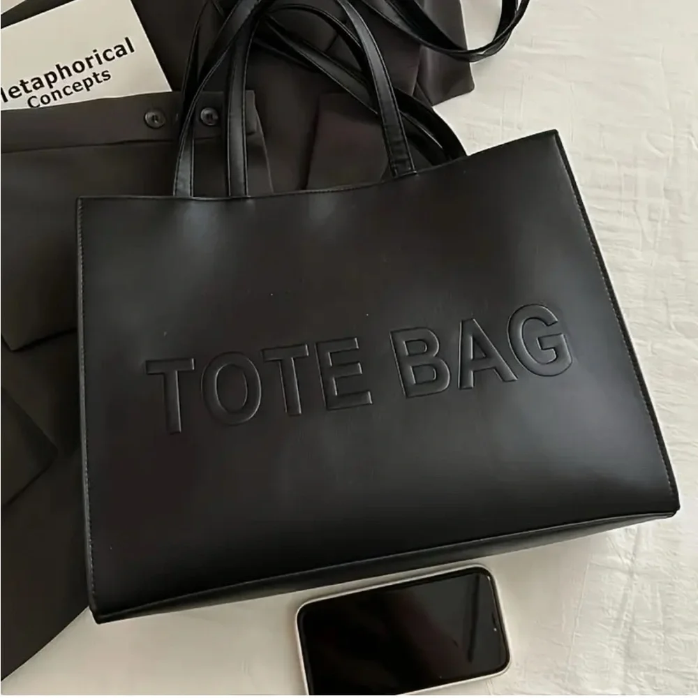 Unbranded Sleek Large Capacity Tote with “TOTE BAG" Logo  - NIP - Picture 4 of 16